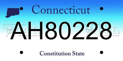 AH80228 Connecticut License Plate