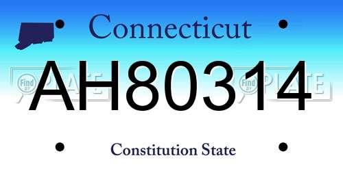 AH80314 Connecticut License Plate