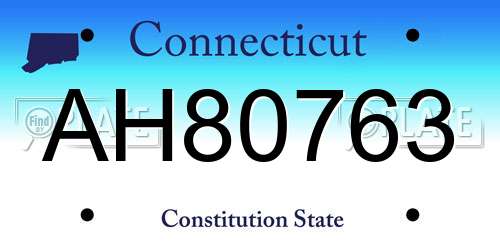 AH80763 Connecticut License Plate