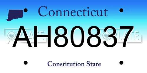 AH80837 Connecticut License Plate