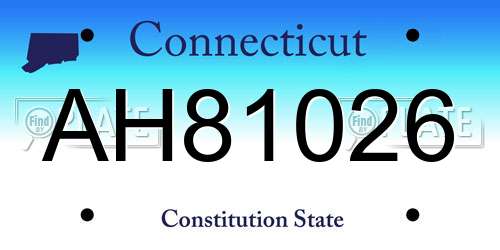 AH81026 Connecticut License Plate
