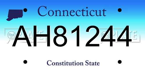 AH81244 Connecticut License Plate