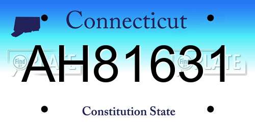 AH81631 Connecticut License Plate