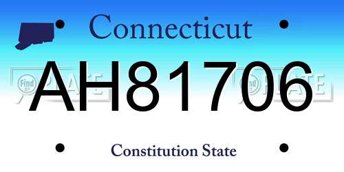 AH81706 Connecticut License Plate