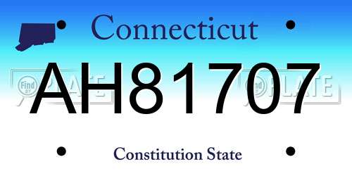 AH81707 Connecticut License Plate