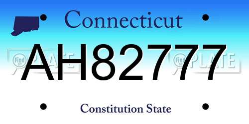 AH82777 Connecticut License Plate