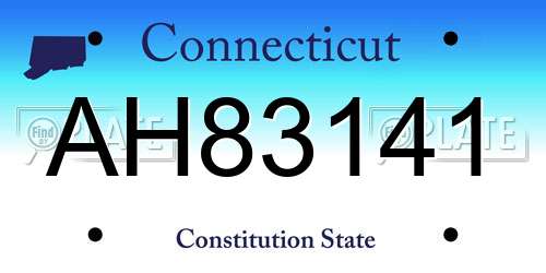 AH83141 Connecticut License Plate