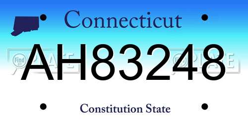 AH83248 Connecticut License Plate