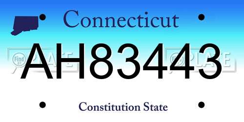 AH83443 Connecticut License Plate
