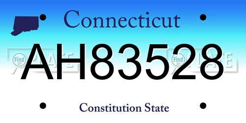AH83528 Connecticut License Plate