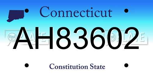 AH83602 Connecticut License Plate