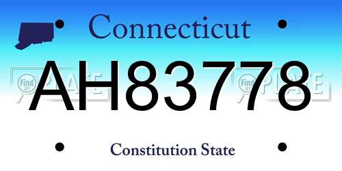 AH83778 Connecticut License Plate