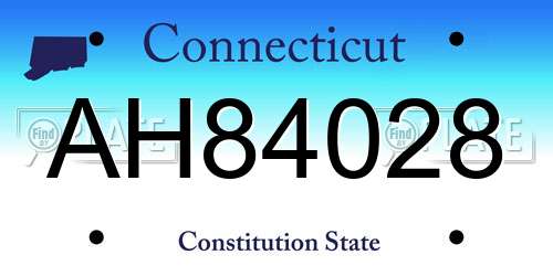 AH84028 Connecticut License Plate