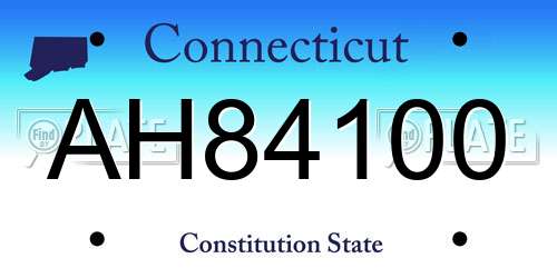 AH84100 Connecticut License Plate