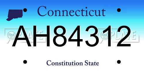 AH84312 Connecticut License Plate