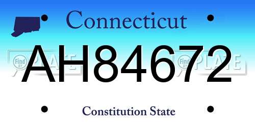 AH84672 Connecticut License Plate