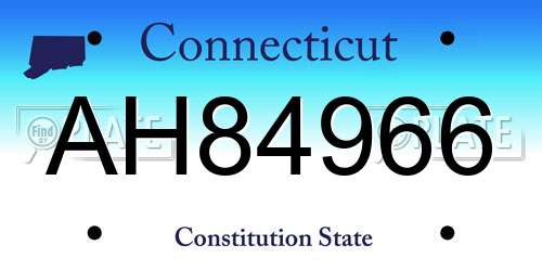 AH84966 Connecticut License Plate