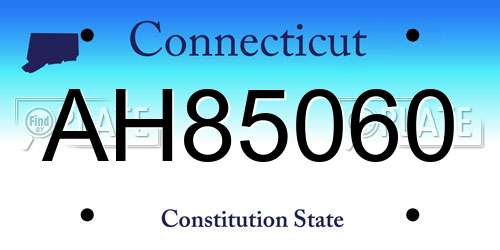 AH85060 Connecticut License Plate