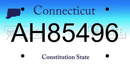 AH85496 Connecticut License Plate