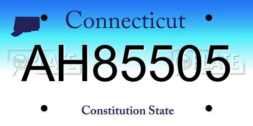AH85505 Connecticut License Plate