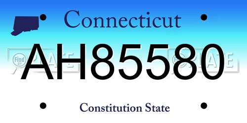 AH85580 Connecticut License Plate