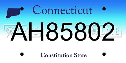 AH85802 Connecticut License Plate