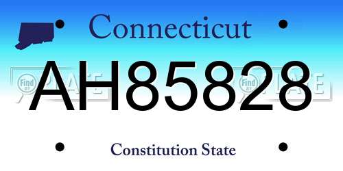 AH85828 Connecticut License Plate