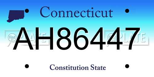 AH86447 Connecticut License Plate