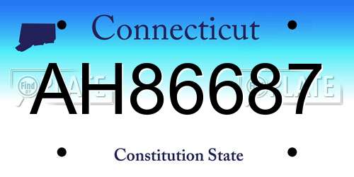 AH86687 Connecticut License Plate