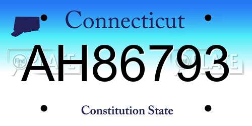 AH86793 Connecticut License Plate