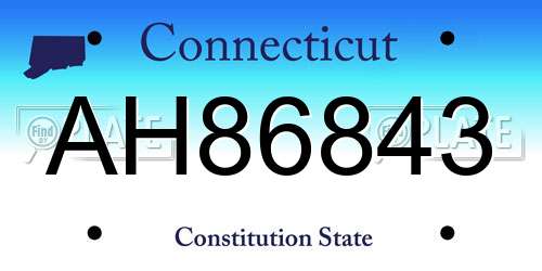 AH86843 Connecticut License Plate