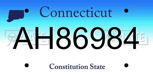 AH86984 Connecticut License Plate