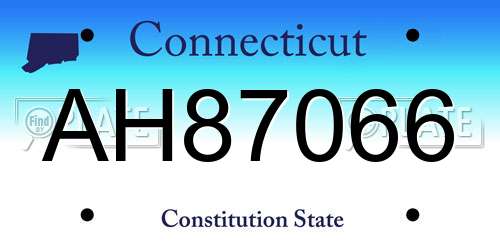 AH87066 Connecticut License Plate