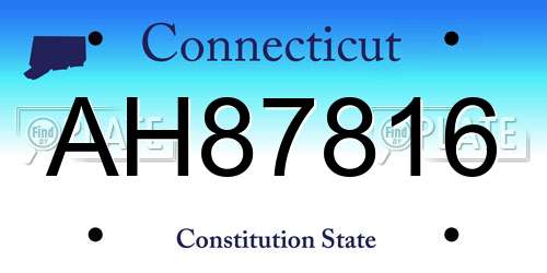 AH87816 Connecticut License Plate