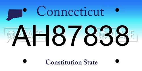 AH87838 Connecticut License Plate