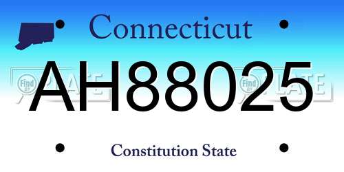 AH88025 Connecticut License Plate