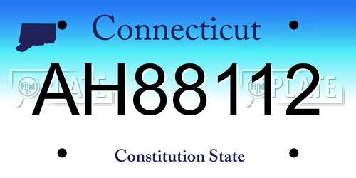 AH88112 Connecticut License Plate