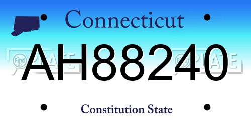 AH88240 Connecticut License Plate