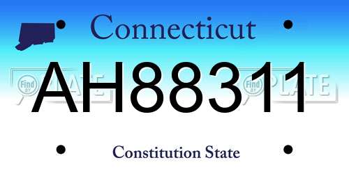 AH88311 Connecticut License Plate