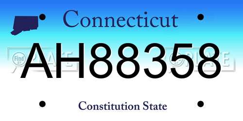 AH88358 Connecticut License Plate
