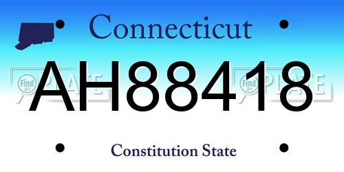 AH88418 Connecticut License Plate