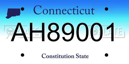 AH89001 Connecticut License Plate
