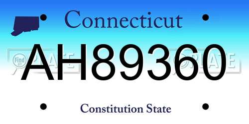 AH89360 Connecticut License Plate