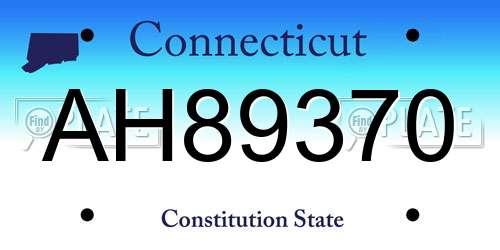 AH89370 Connecticut License Plate