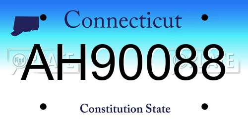 AH90088 Connecticut License Plate