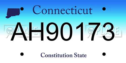 AH90173 Connecticut License Plate