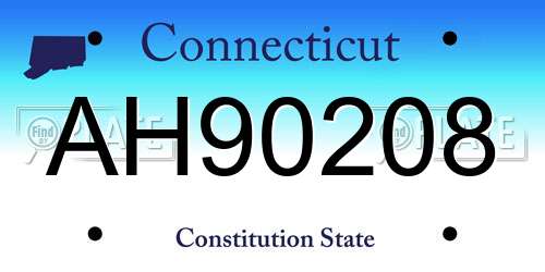 AH90208 Connecticut License Plate