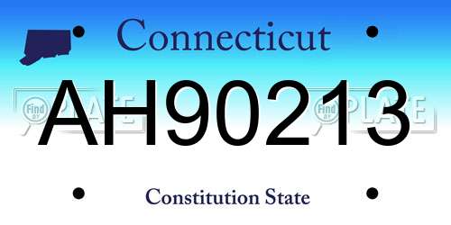 AH90213 Connecticut License Plate