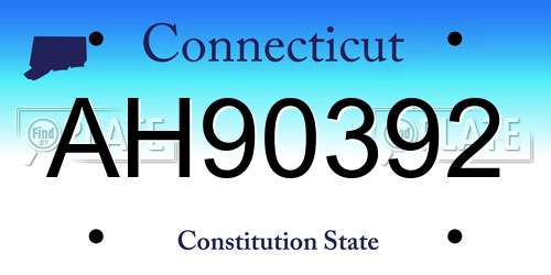 AH90392 Connecticut License Plate