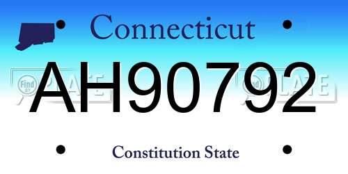 AH90792 Connecticut License Plate